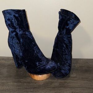 Mossimo Supply Co. Velvet Heeled Boots in Deep Blue
